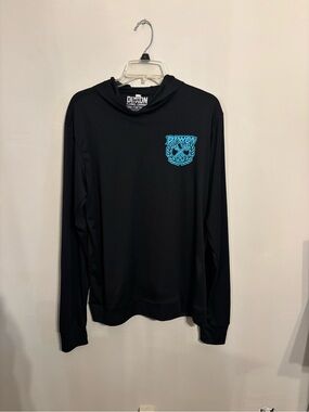DIXXON Black Long-Sleeve Hooded Shirt with Teal Crest